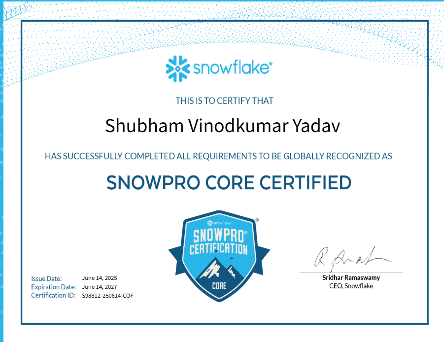 SnowPro Core certificate
